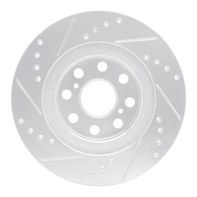 Toyota MR2 Spyder Brake Rotor (1) - Rear Right - R1 Concepts - Drilled & Slotted - Silver - `00-`05